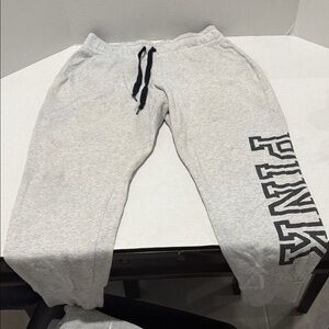 Gray Sweatpants with PINK Black Logo